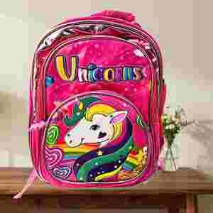 Unicorns 3D VIEW 14 INCH SCHOOL BAG FOR GIRLS | RAINBOW THEME KIDS BACKPACK FOR SCHOOL & PICNIC
