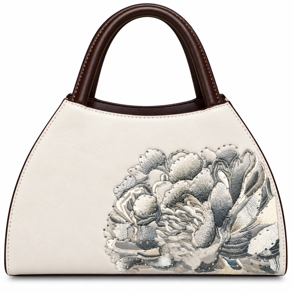 Teal Floral Embroidered 2-Zip Sling & Hand Bag for Women