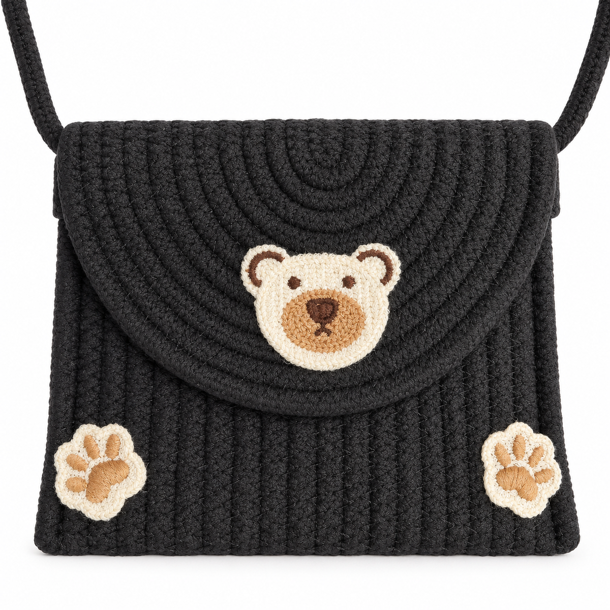 Cute Teddy Bear Crochet Sling Bag