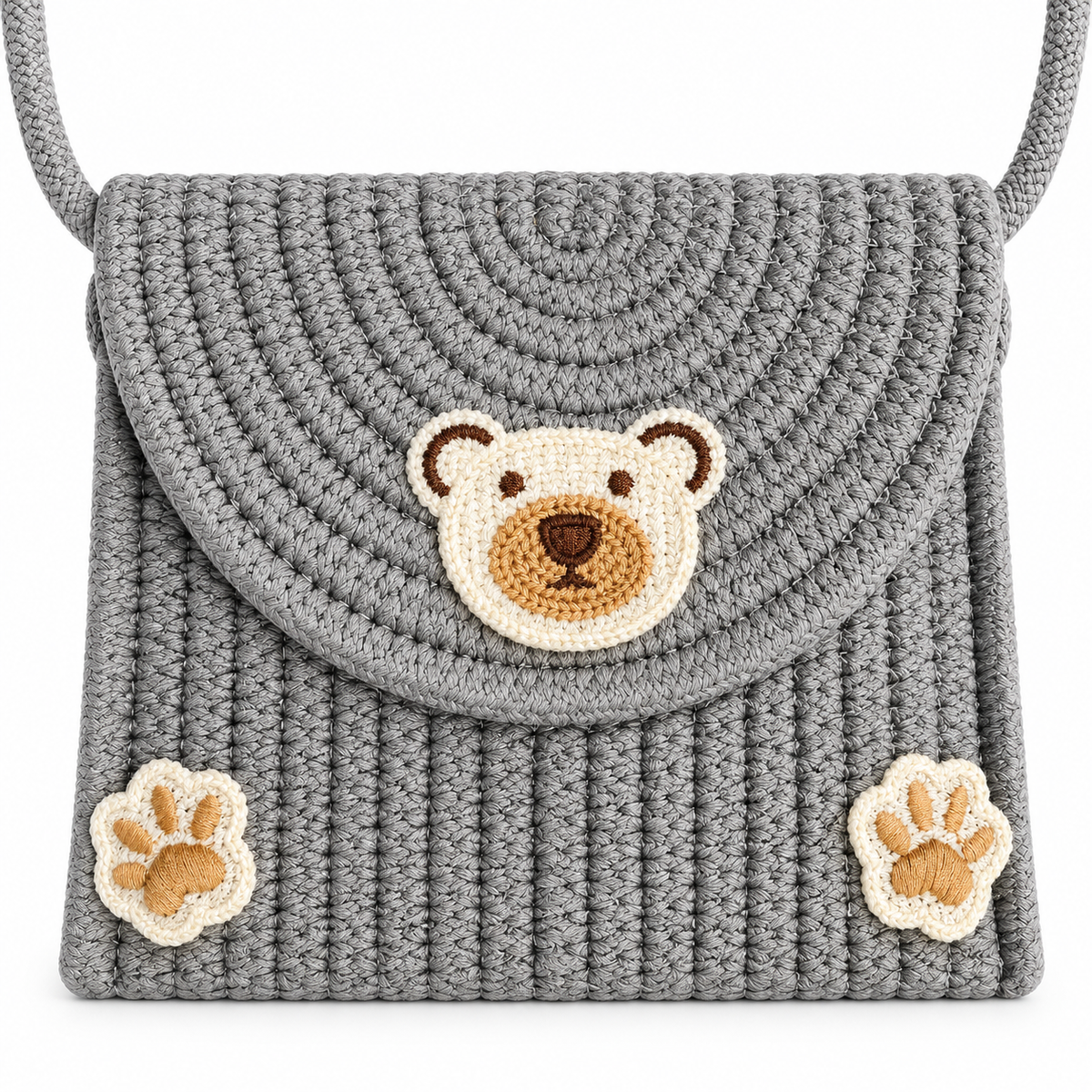 Cute Teddy Bear Crochet Sling Bag