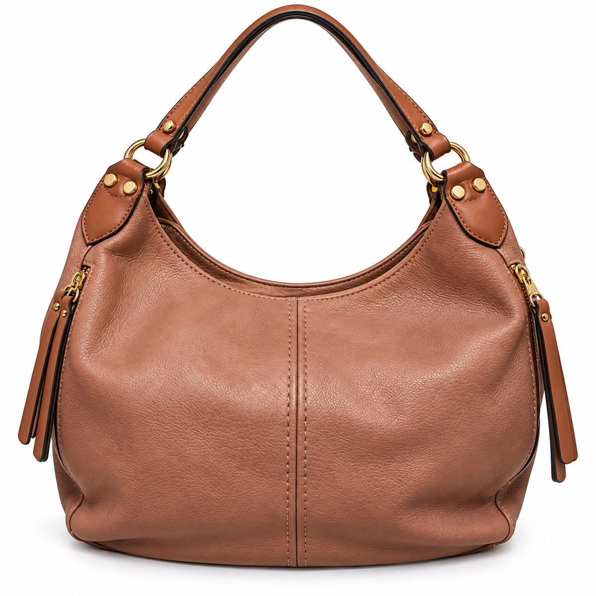 Soft Textured Hobo Shoulder Bag with Adjustable Strap – Dusty Rose