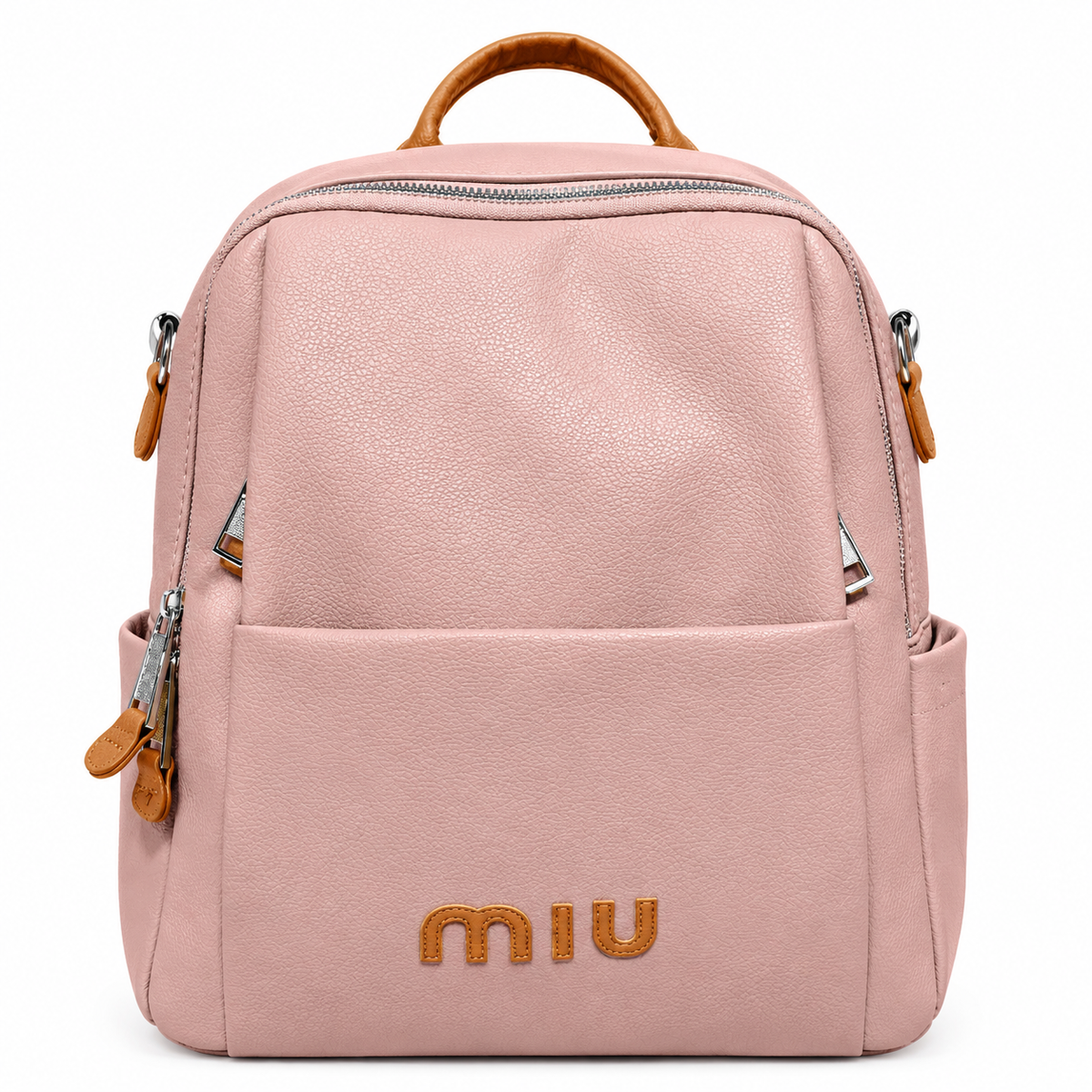 MIU Stylish Dusty Pink Leather Backpack for Daily Use