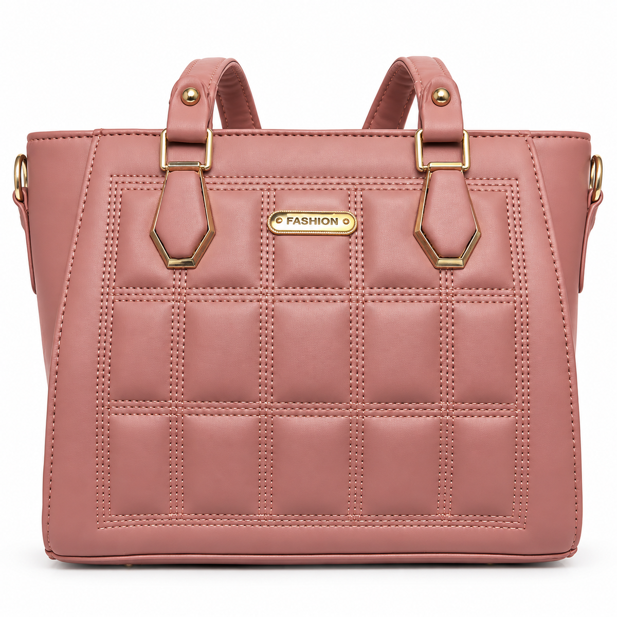 Fashion Dusty Rose Quilted Handbag with Adjustable Shoulder Strap