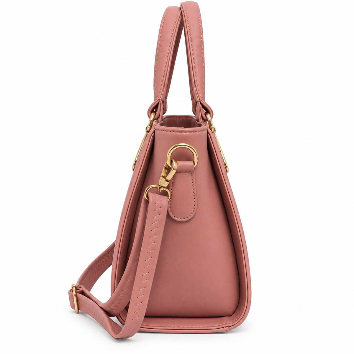 Fashion Dusty Rose Quilted Handbag with Adjustable Shoulder Strap