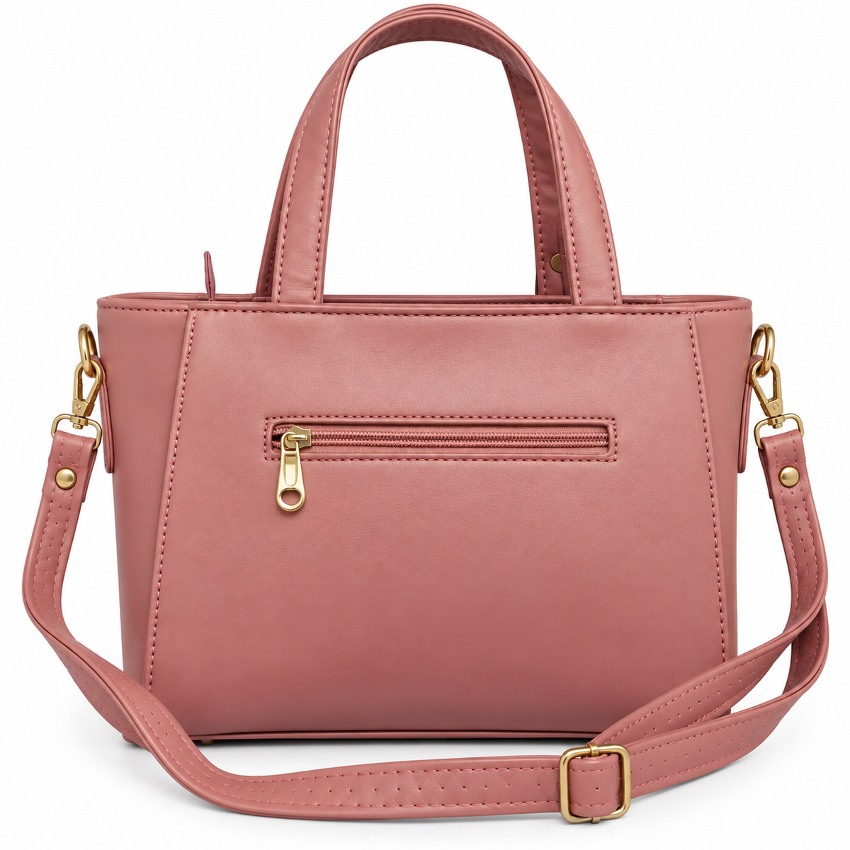 Fashion Dusty Rose Quilted Handbag with Adjustable Shoulder Strap