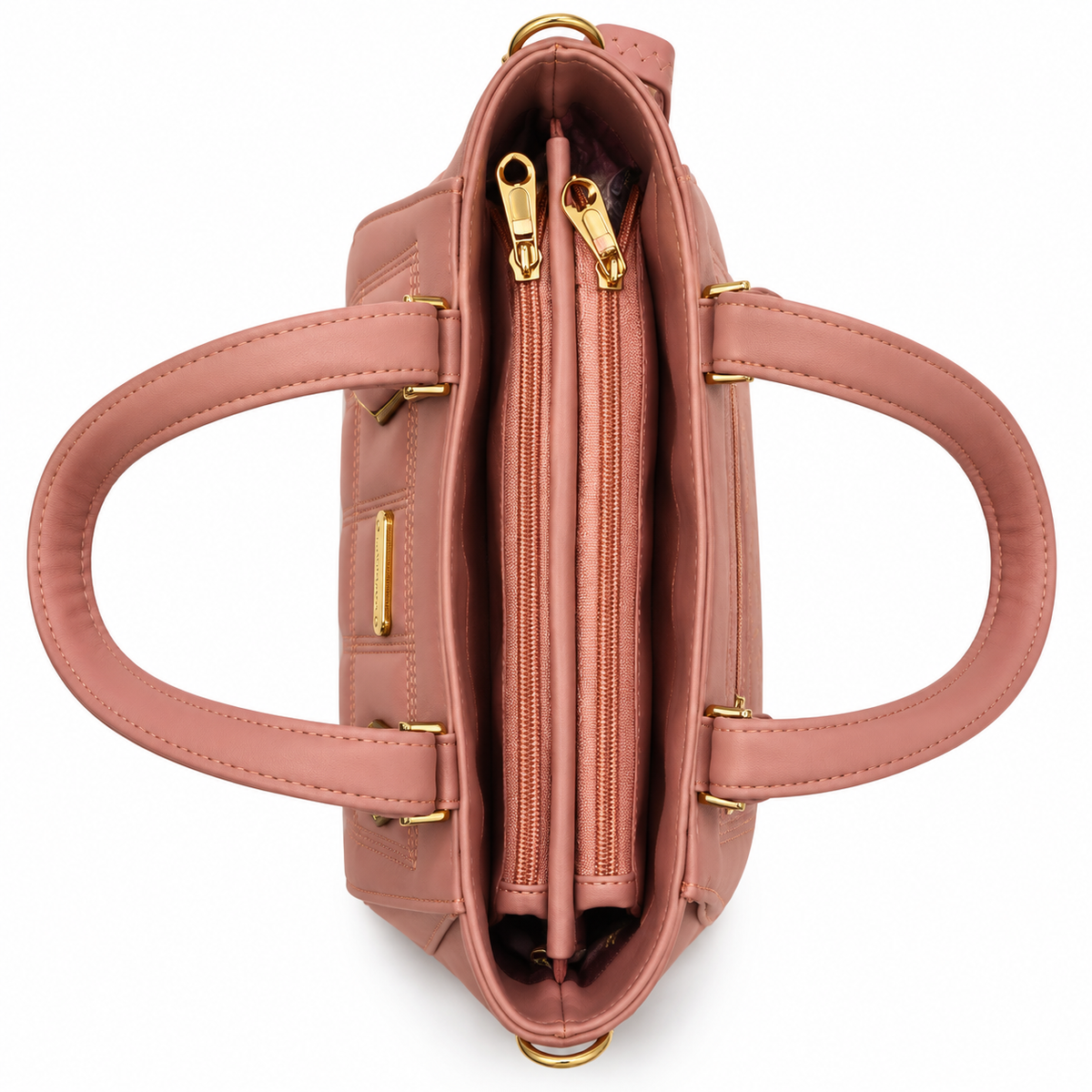 Fashion Dusty Rose Quilted Handbag with Adjustable Shoulder Strap