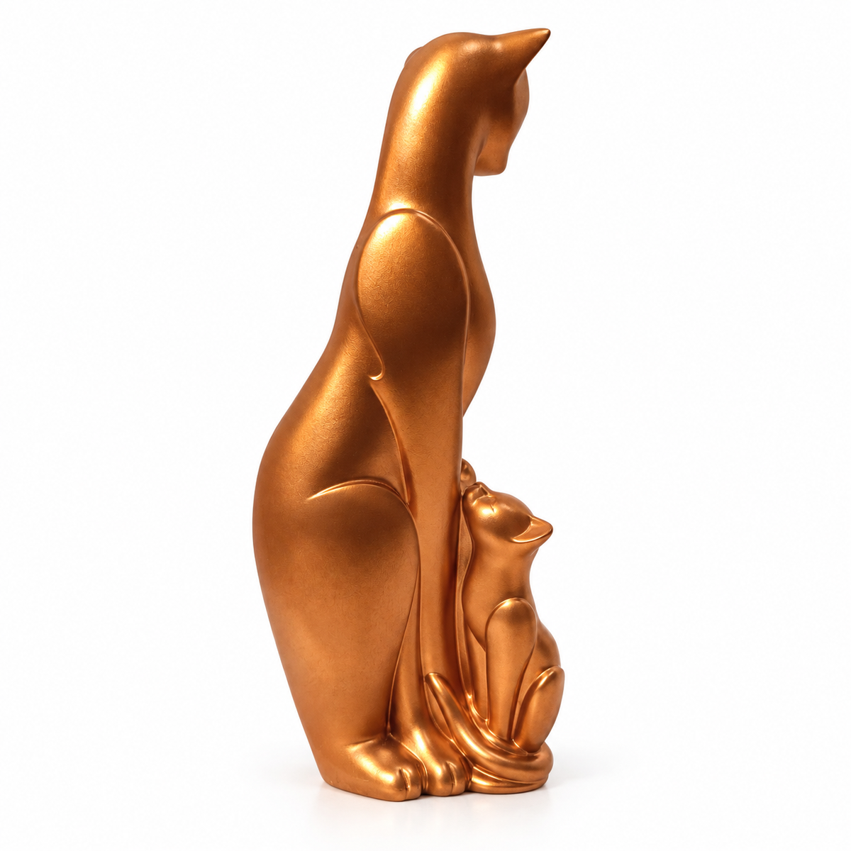 Elegant copper Designe cat and kitten showpiece - luxury artistic home decor showpiece for living room, office, study and tabletop decoration