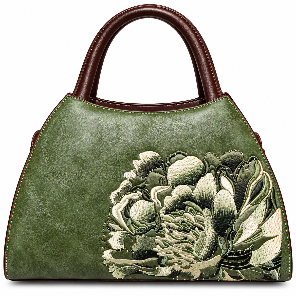 Teal Floral Embroidered 2-Zip Sling & Hand Bag for Women