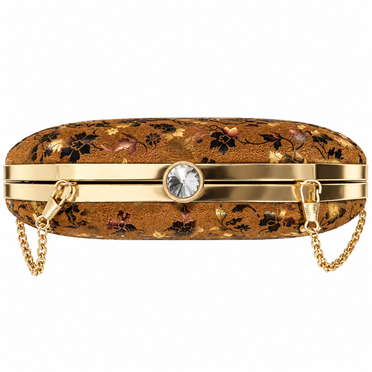 Floral Heritage Party Wear Box Clutch with Detachable Chain Strap