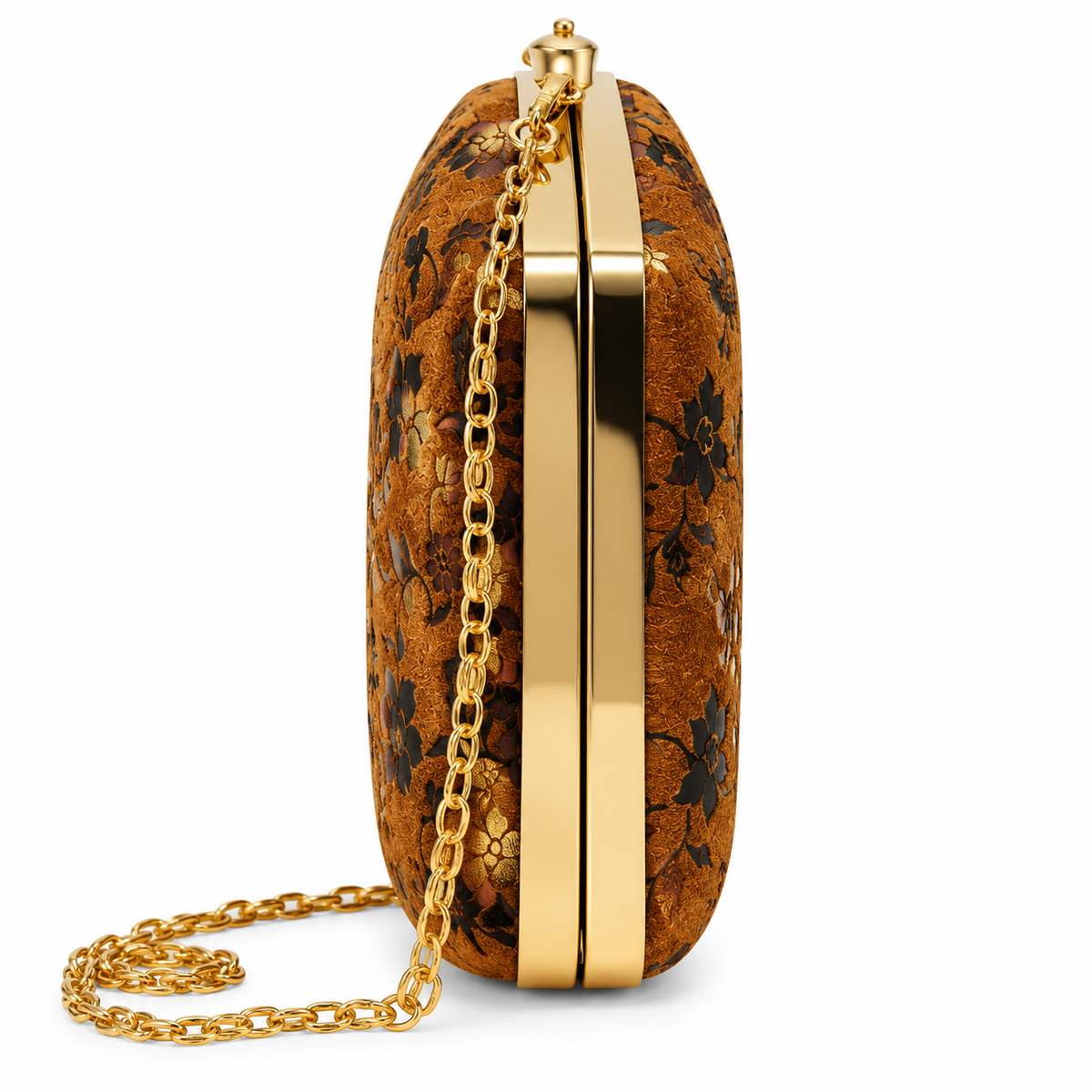 Floral Heritage Party Wear Box Clutch with Detachable Chain Strap