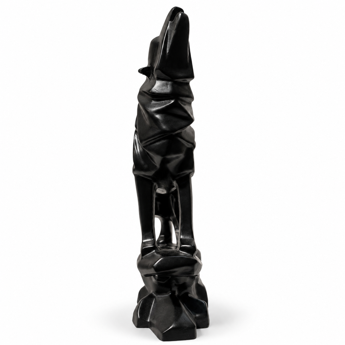 Geometric black howling wolf showpiece - luxury artistic home decor showpiece for living room, office, study and tabletop decoration