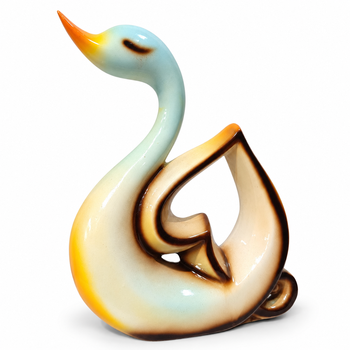 Glossy ceramic swan pair – luxury artistic home decor showpiece for living room, office, study and tabletop decoration
