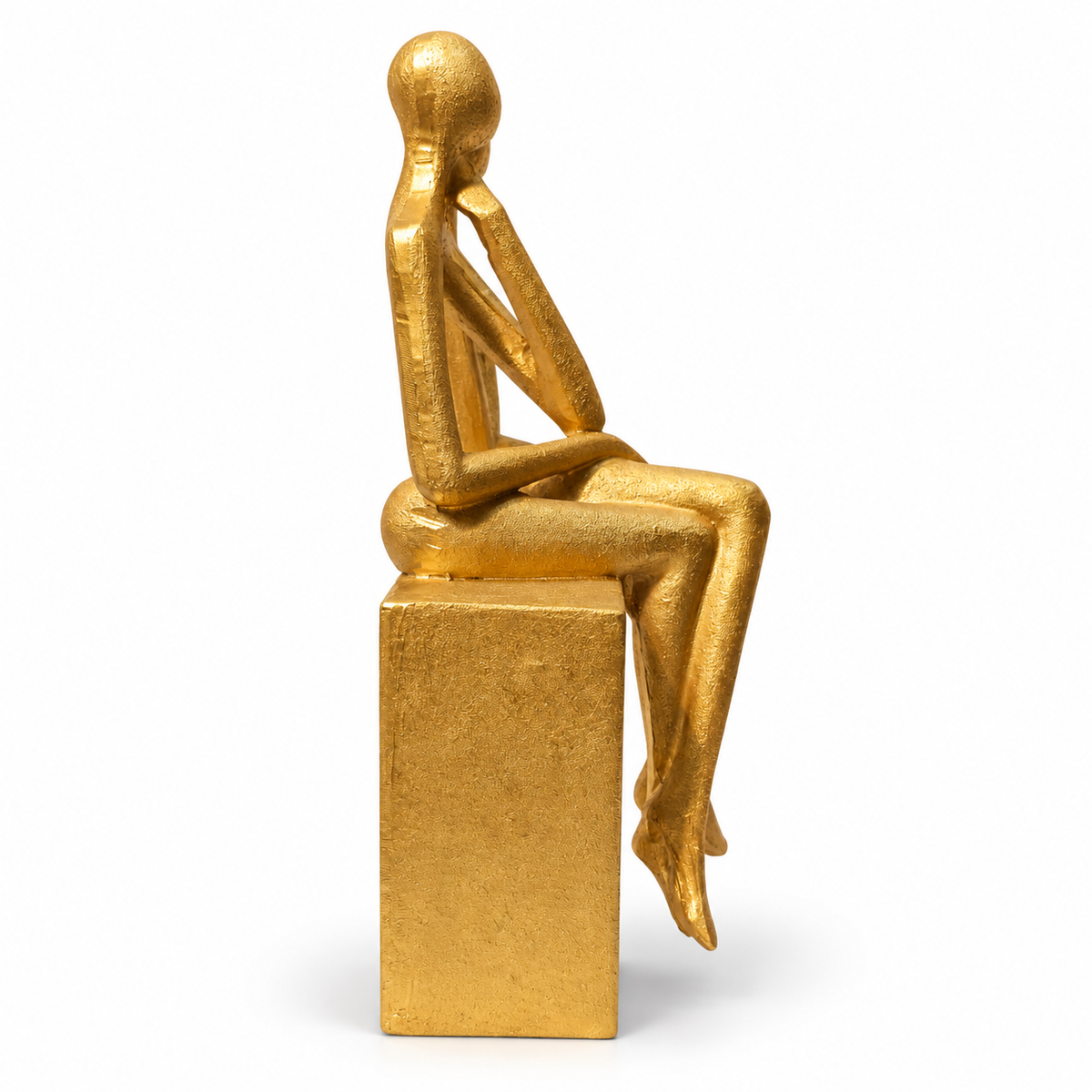 Golden abstract couple sitting on bench showpiece -luxury artistic home decor showpiece for living room, office, study and tabletop decoration