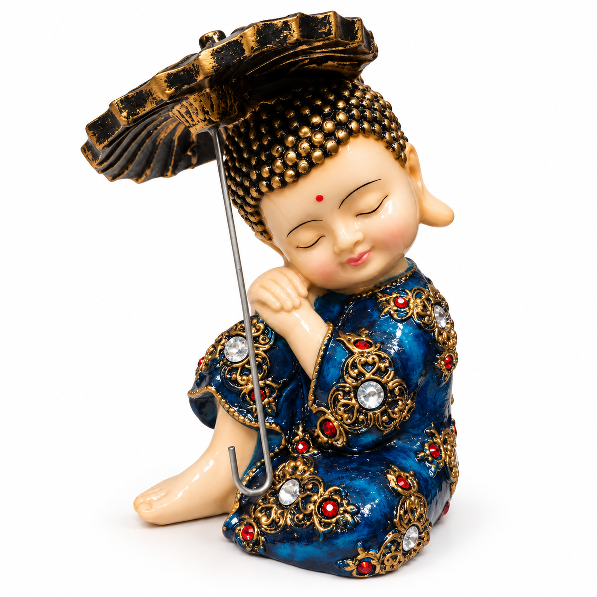 Set of 3 decorative monk showpieces with parasols -premium decorative showpiece for modern home interiors, office desks and stylish spaces