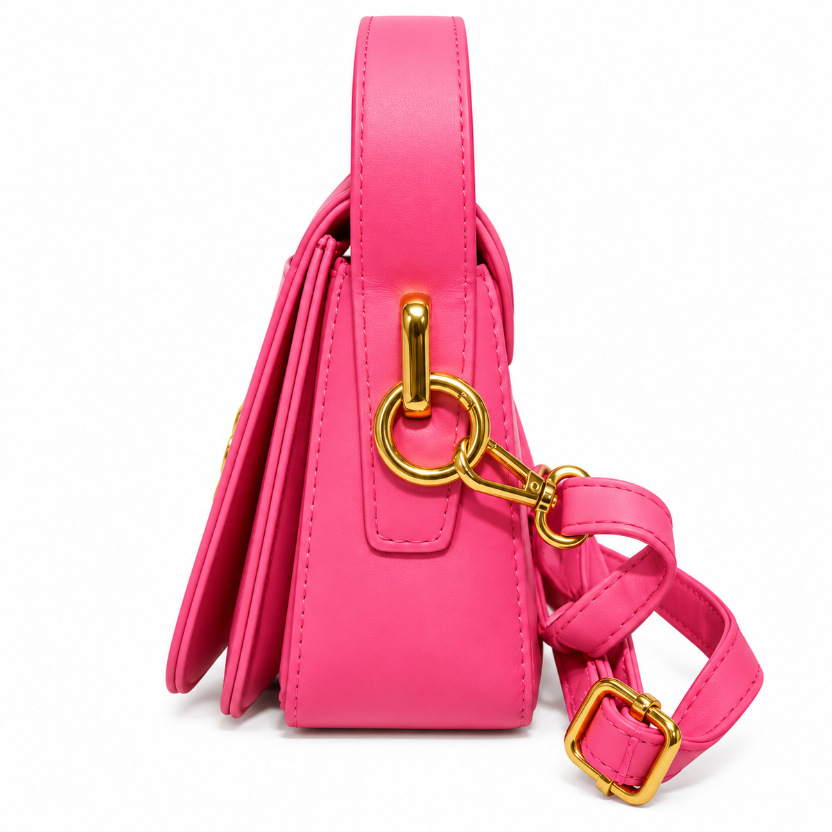 Hot Pink Embroidered Sling & Hand Bag for Women with Detachable Strap