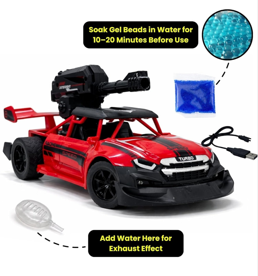 High-Action R/C RACING WATER BOMB Car | Remote Control Stunt Vehicle with Smoke & LED Light Effects