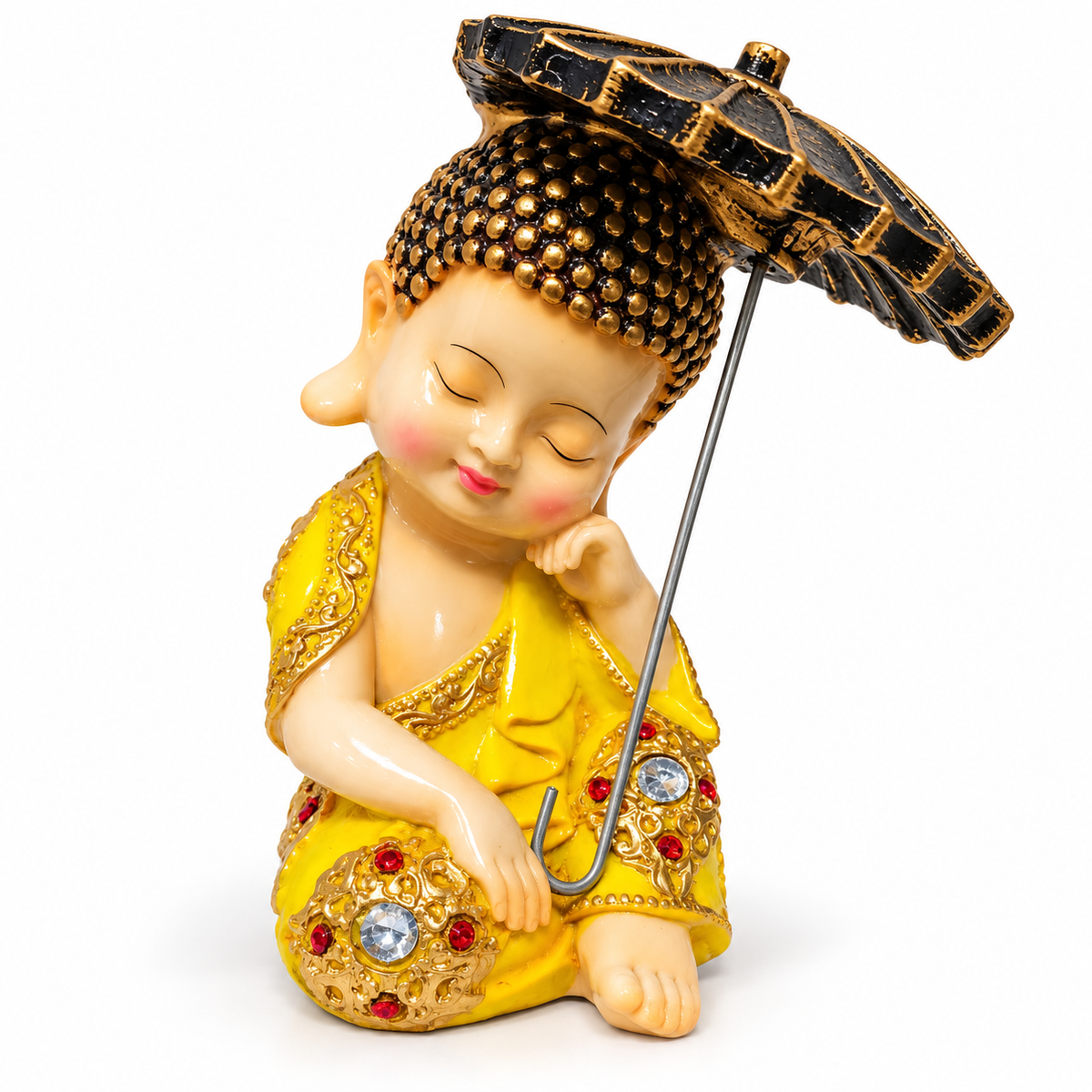 Set of 3 decorative monk showpieces with parasols -premium decorative showpiece for modern home interiors, office desks and stylish spaces