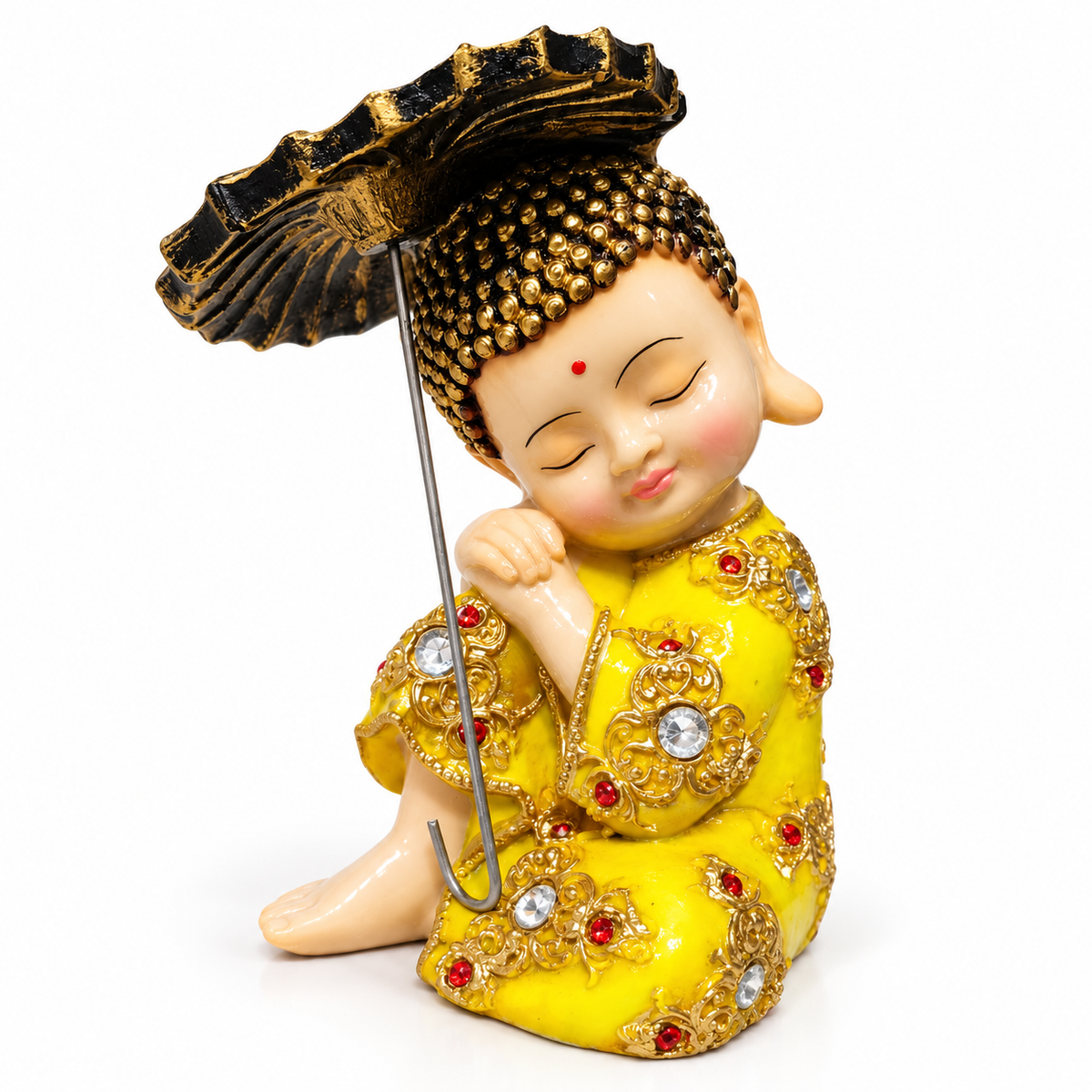 Set of 3 decorative monk showpieces with parasols -premium decorative showpiece for modern home interiors, office desks and stylish spaces