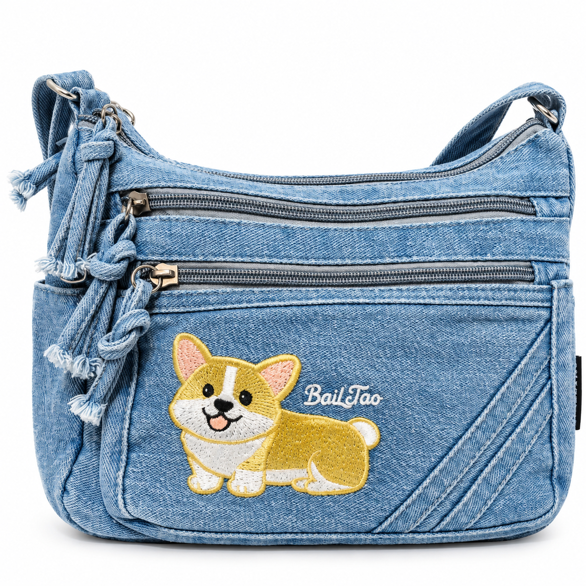 Denim Crossbody Bag with Adjustable Shoulder Strap