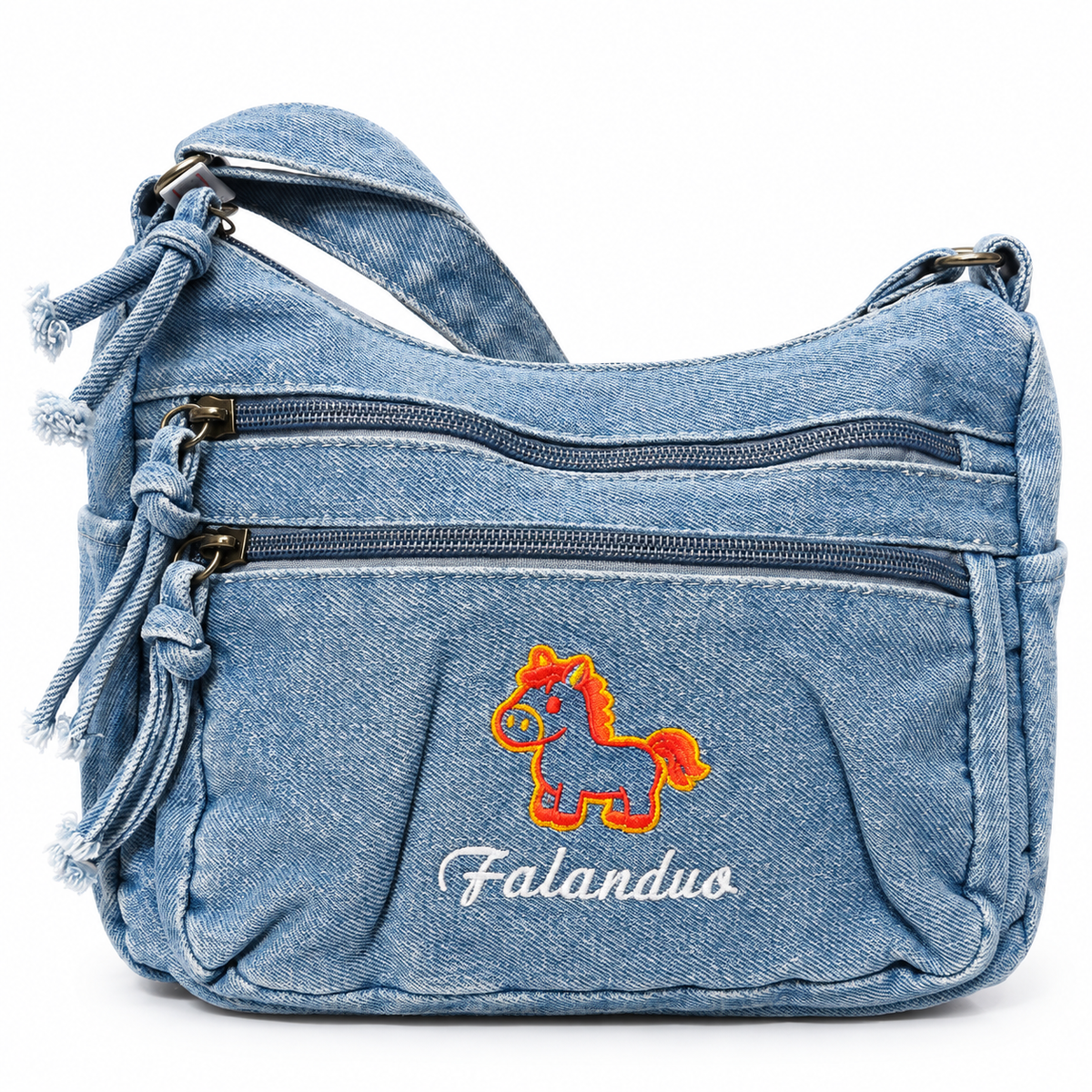 Denim Crossbody Bag with Adjustable Shoulder Strap