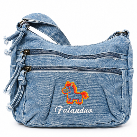 Denim Crossbody Bag with Adjustable Shoulder Strap