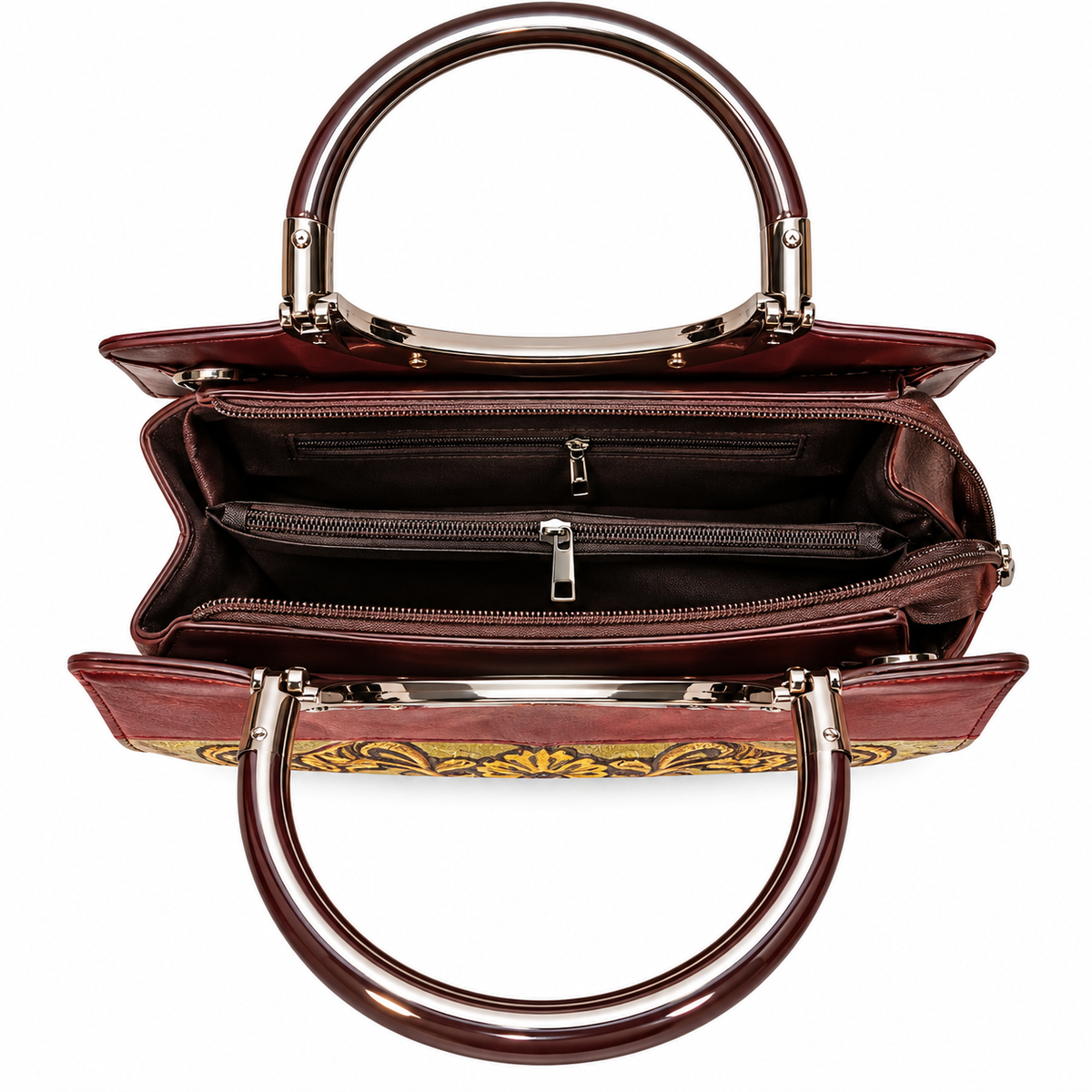 Elegant Burgundy Ring Handle / Sling and Detachable Strap