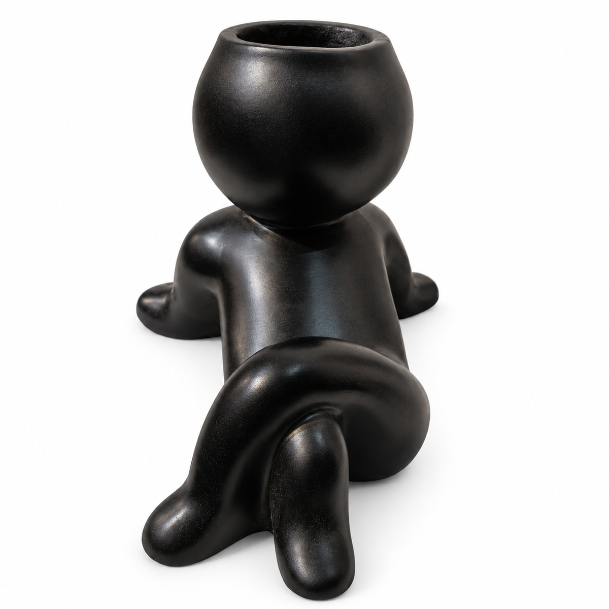reclining black figurine planter – luxury artistic home decor showpiece for living room, office, study and tabletop decoration