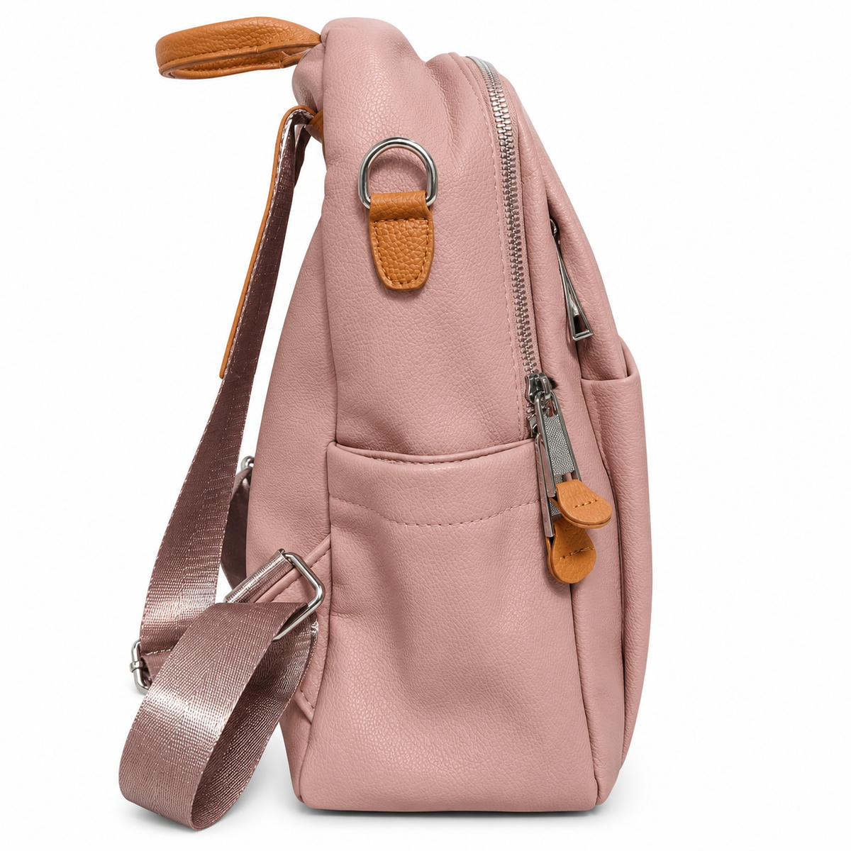 MIU Stylish Dusty Pink Leather Backpack for Daily Use