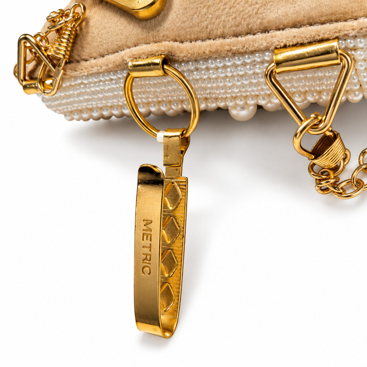 PEARL & SHELL EMBELLISHED PHONE SIZE POUCH BAG