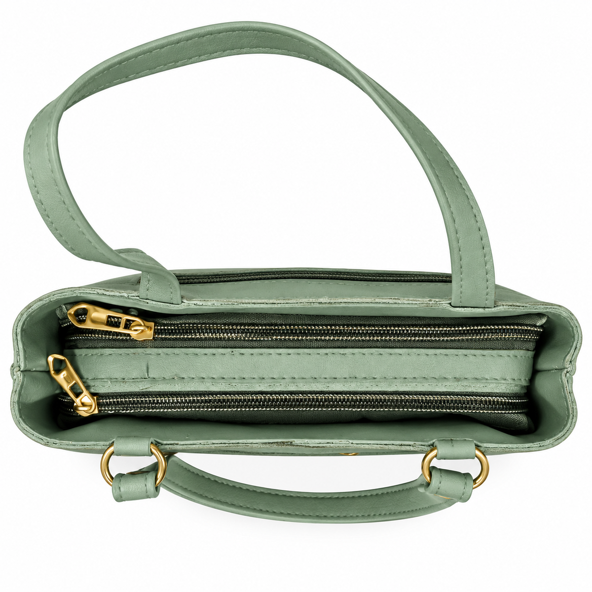 Premium 5 Zip Multi Pocket Tote Handbag with Heart Zippers