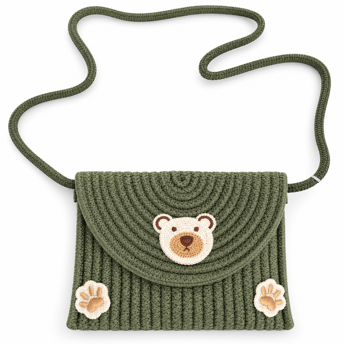 Cute Teddy Bear Crochet Sling Bag