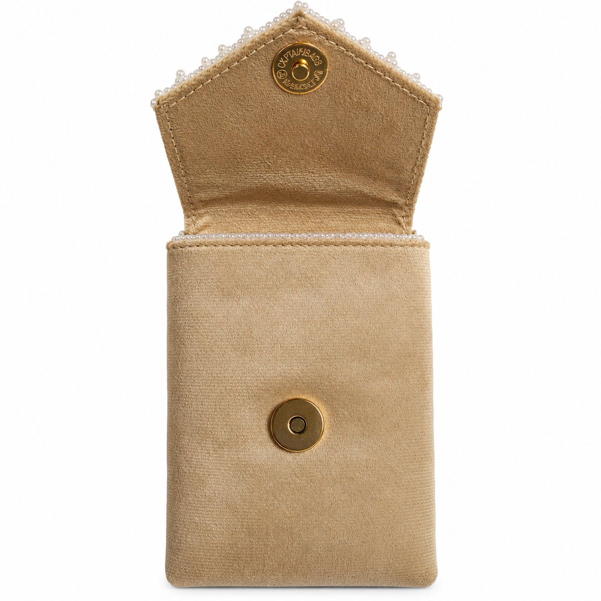 PEARL & SHELL EMBELLISHED PHONE SIZE POUCH BAG
