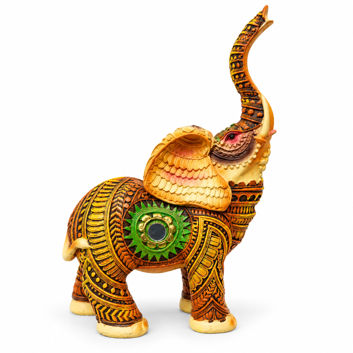 ornate twin elephant figurines – luxury artistic home decor showpiece for living room, office, study and tabletop decoration