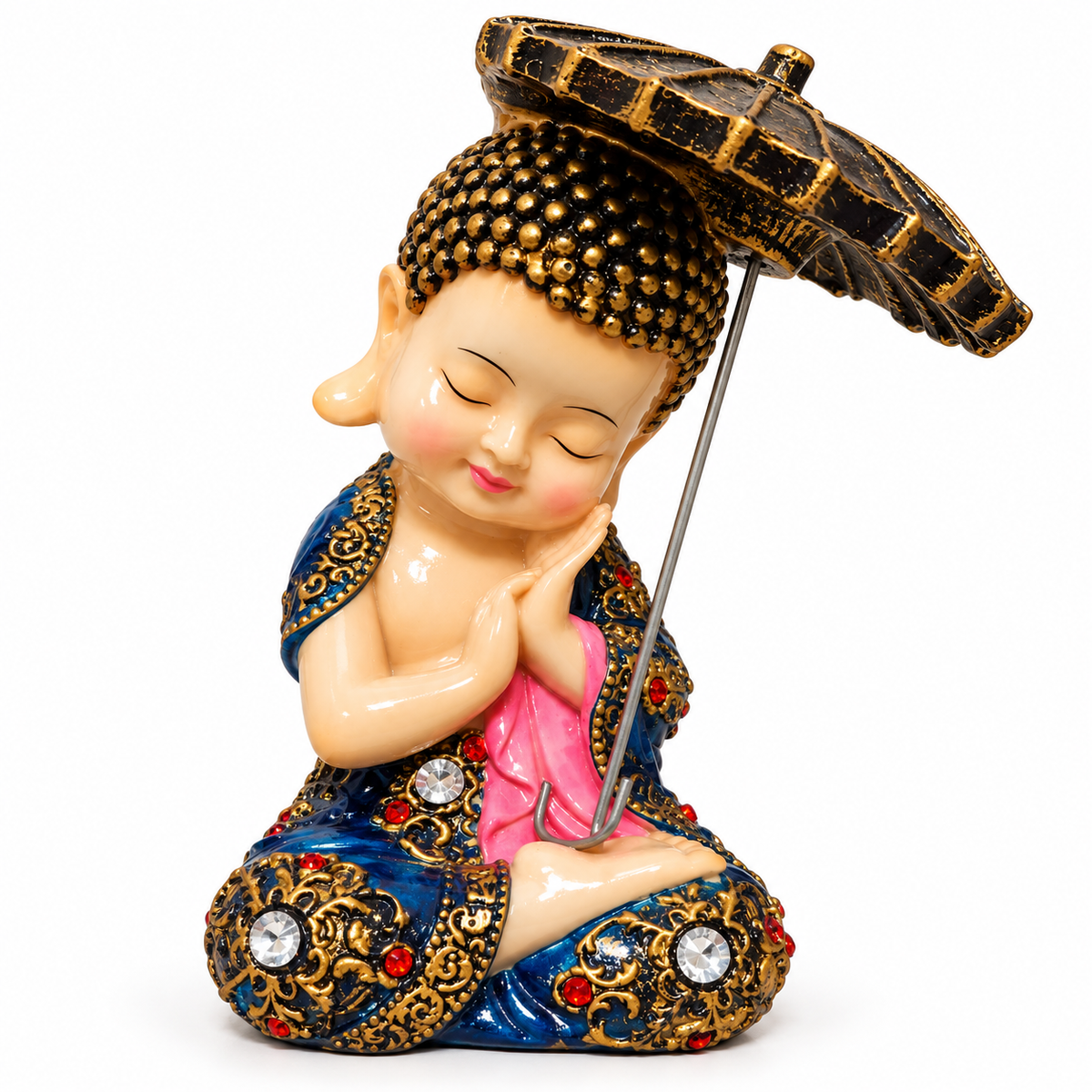 Set of 3 decorative monk showpieces with parasols -premium decorative showpiece for modern home interiors, office desks and stylish spaces