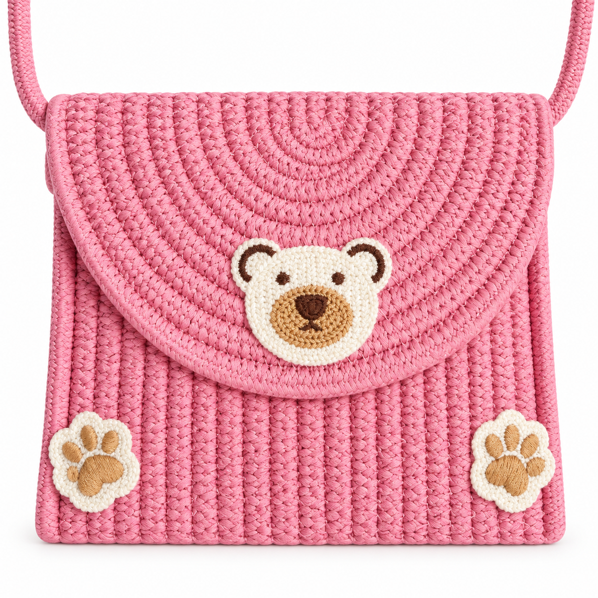 Cute Teddy Bear Crochet Sling Bag