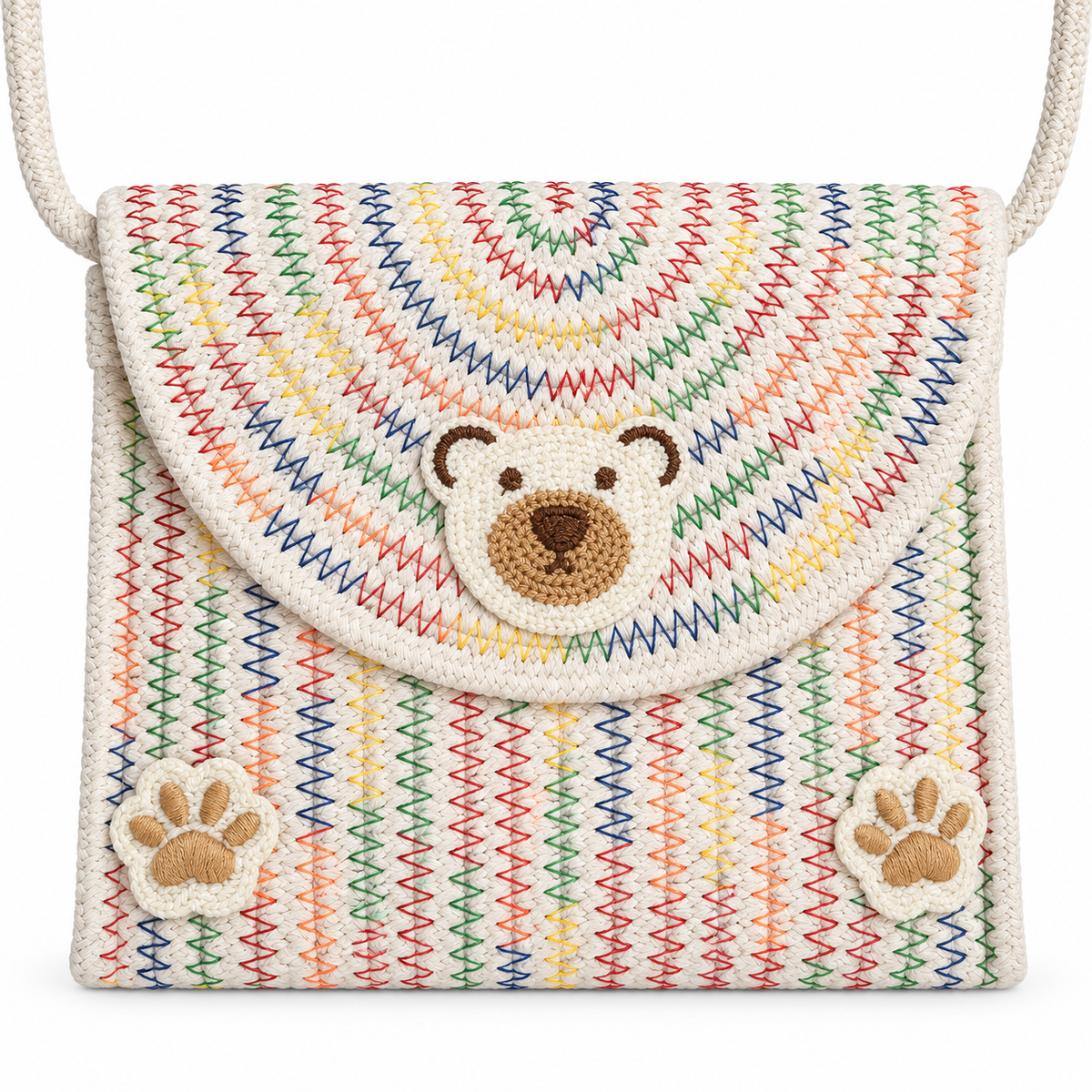 Cute Teddy Bear Crochet Sling Bag