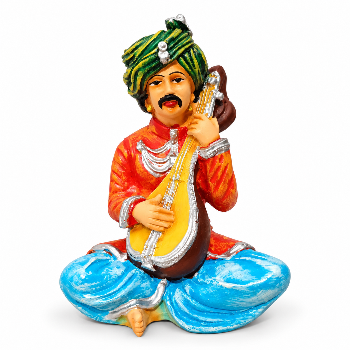 colourful indian folk musicians figurine set - luxury artistic home decor showpiece for living room, office, study and tabletop decoration
