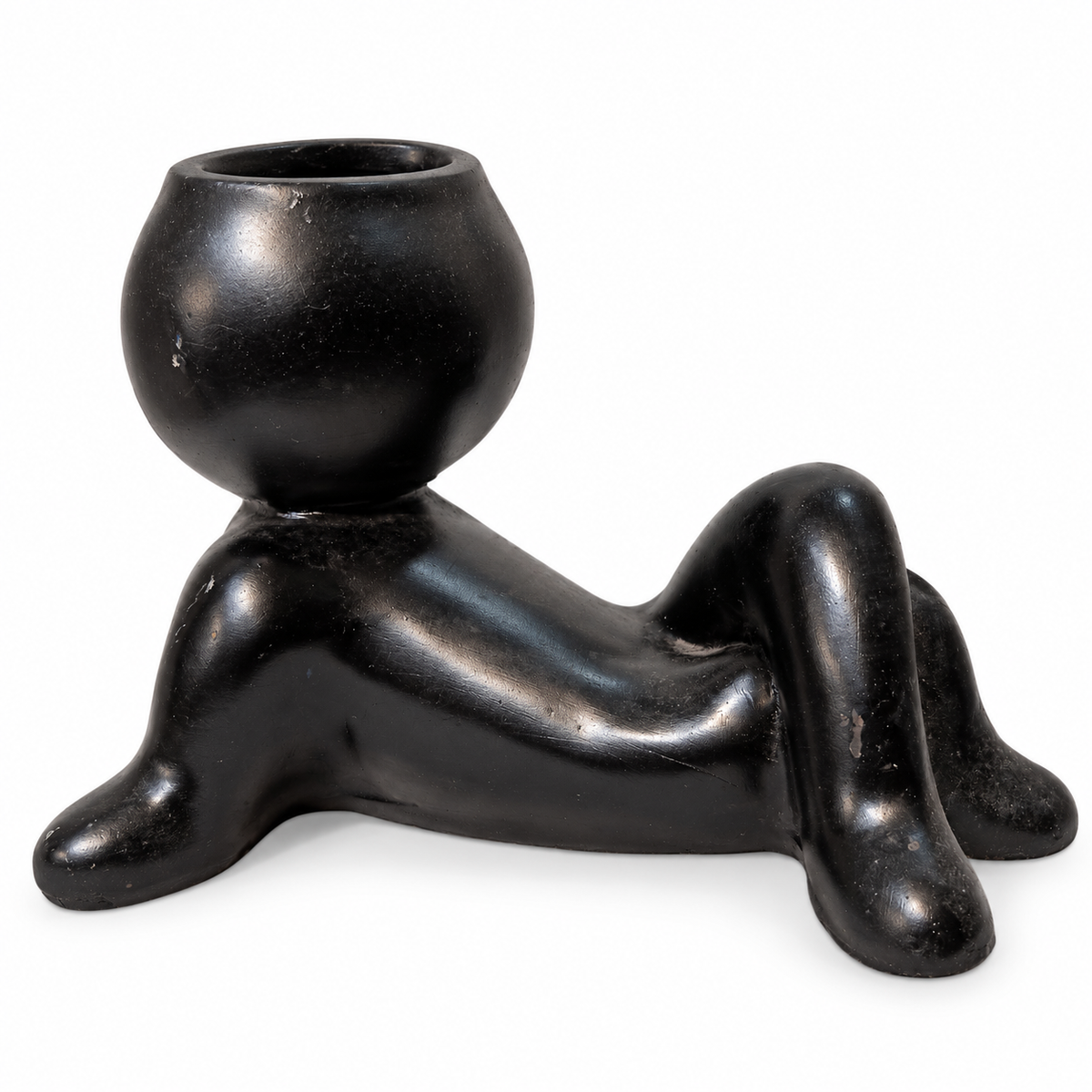 reclining black figurine planter – luxury artistic home decor showpiece for living room, office, study and tabletop decoration