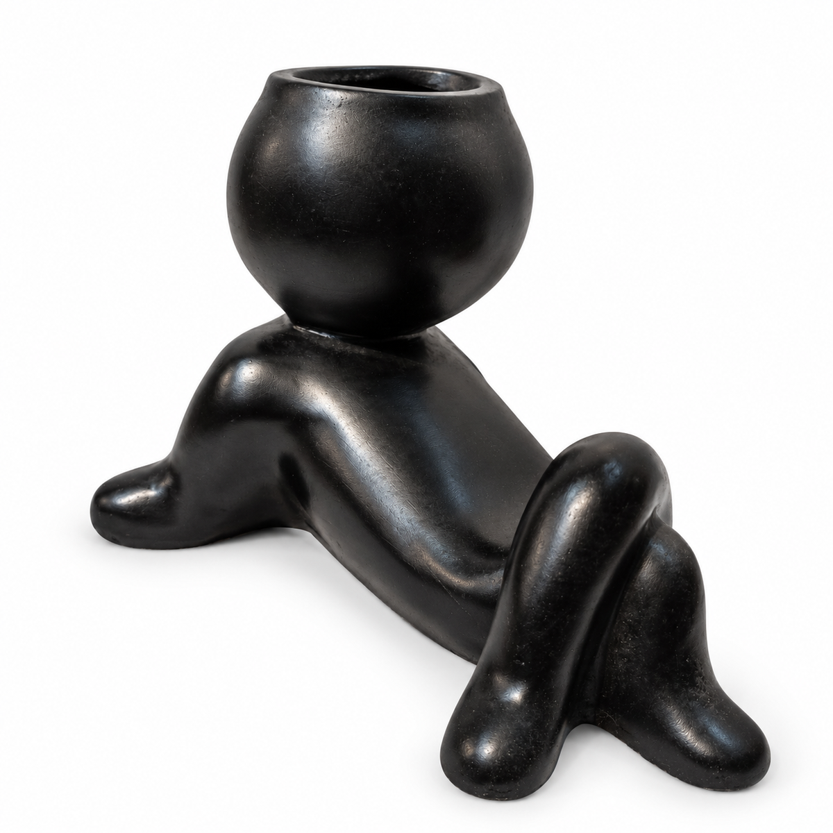 reclining black figurine planter – luxury artistic home decor showpiece for living room, office, study and tabletop decoration