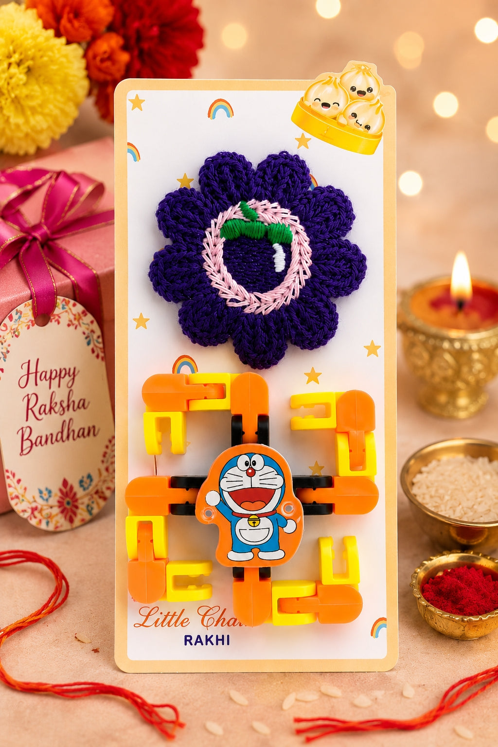 Kids Game Rakhi with Puzzle Bracelet & Handcrafted Flower | Premium Raksha Bandhan Rakhi for Boys and Girls