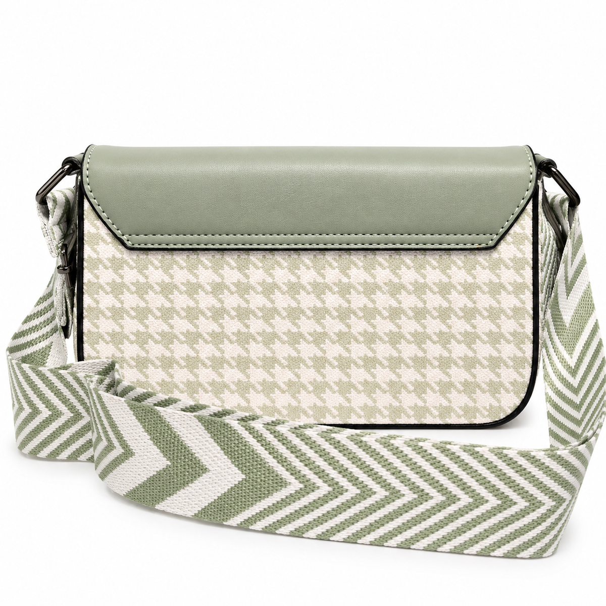 karl inspired houndstooth pattern sling handbag