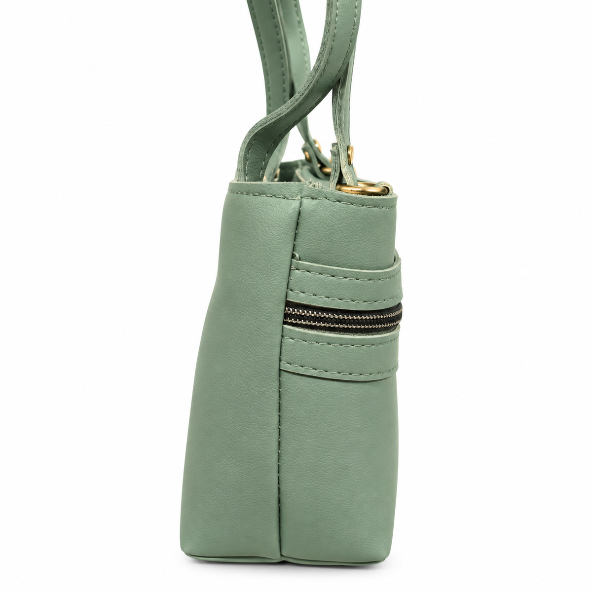 Premium 5 Zip Multi Pocket Tote Handbag with Heart Zippers
