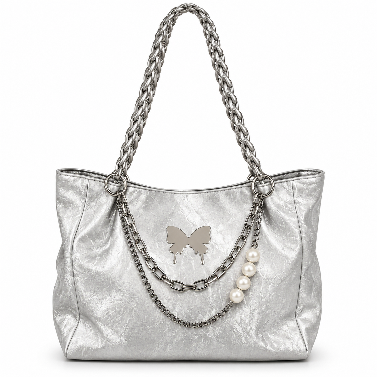 Metallic Butterfly Chain Sling / hand Bag
