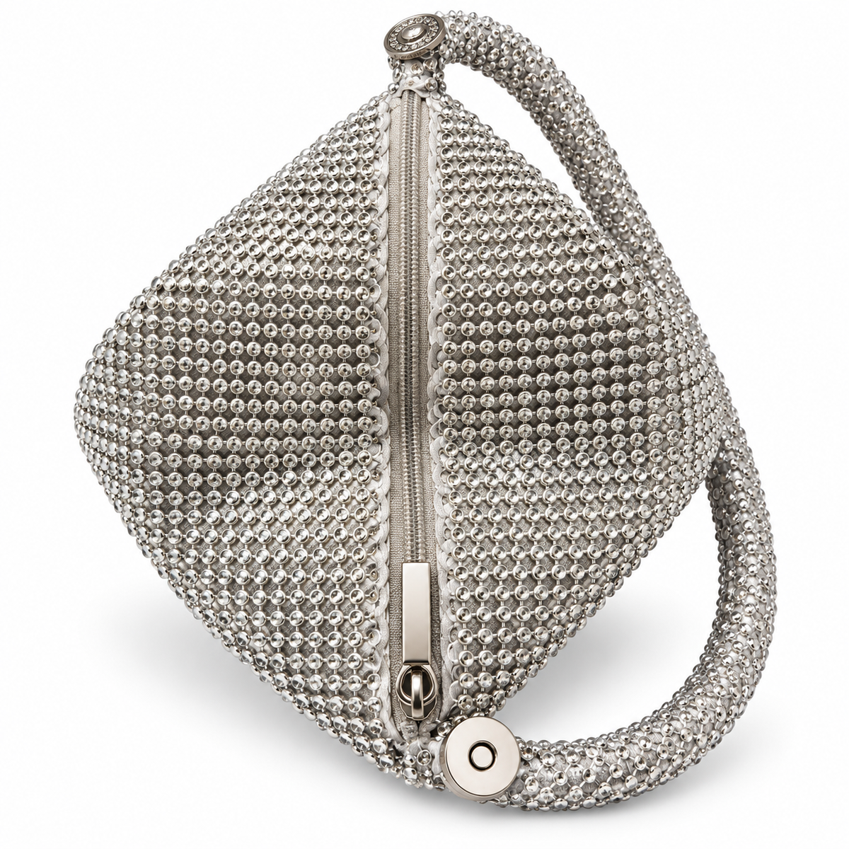Silver Rhinestone Party Handbag for Women