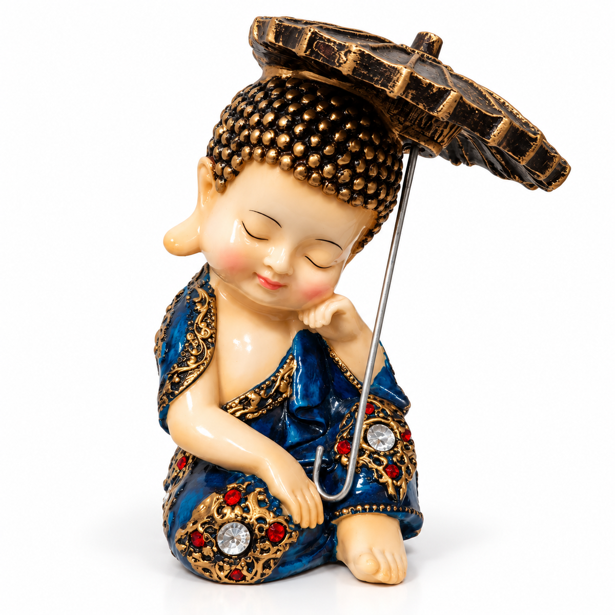 Set of 3 decorative monk showpieces with parasols -premium decorative showpiece for modern home interiors, office desks and stylish spaces
