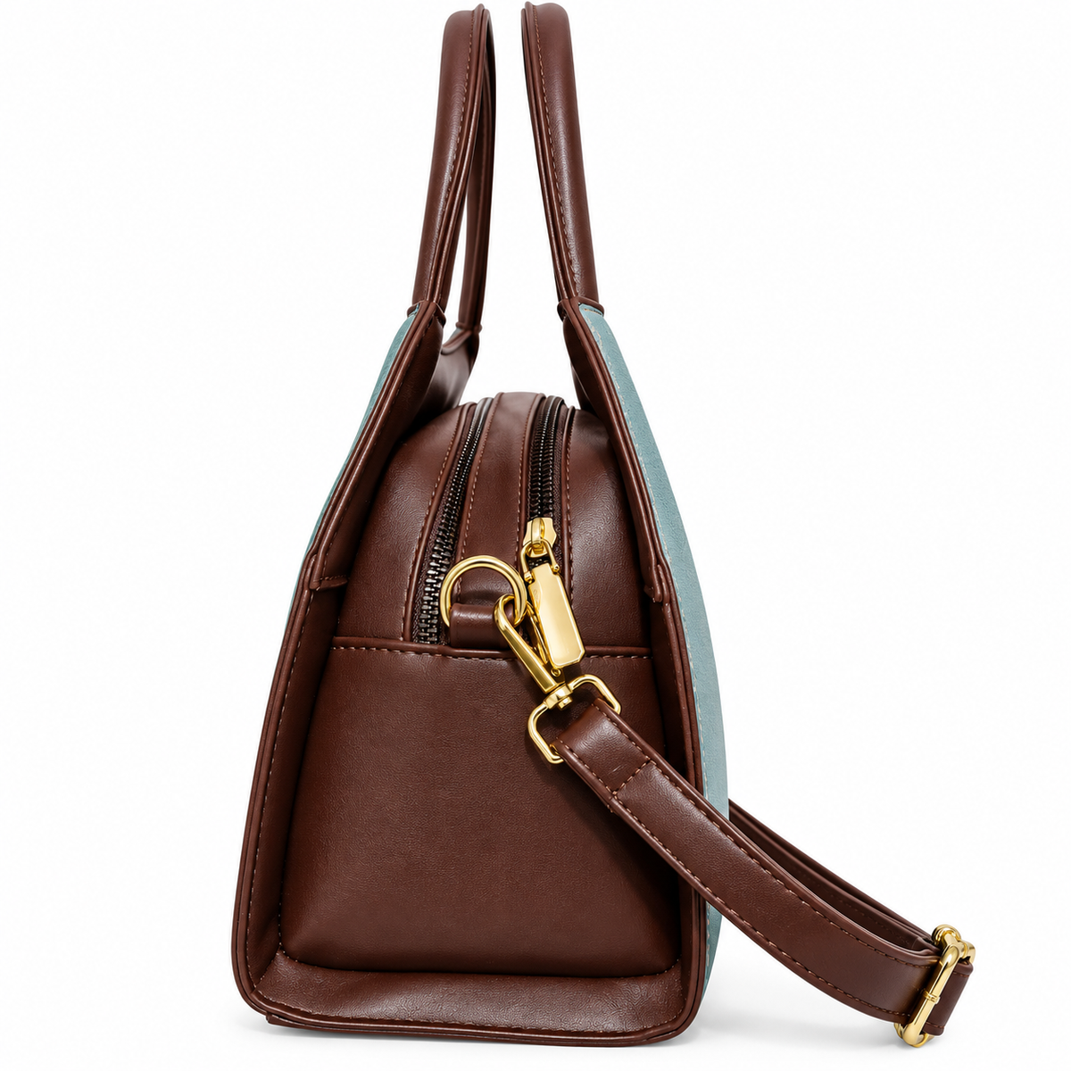 Teal Floral Embroidered 2-Zip Sling & Hand Bag for Women