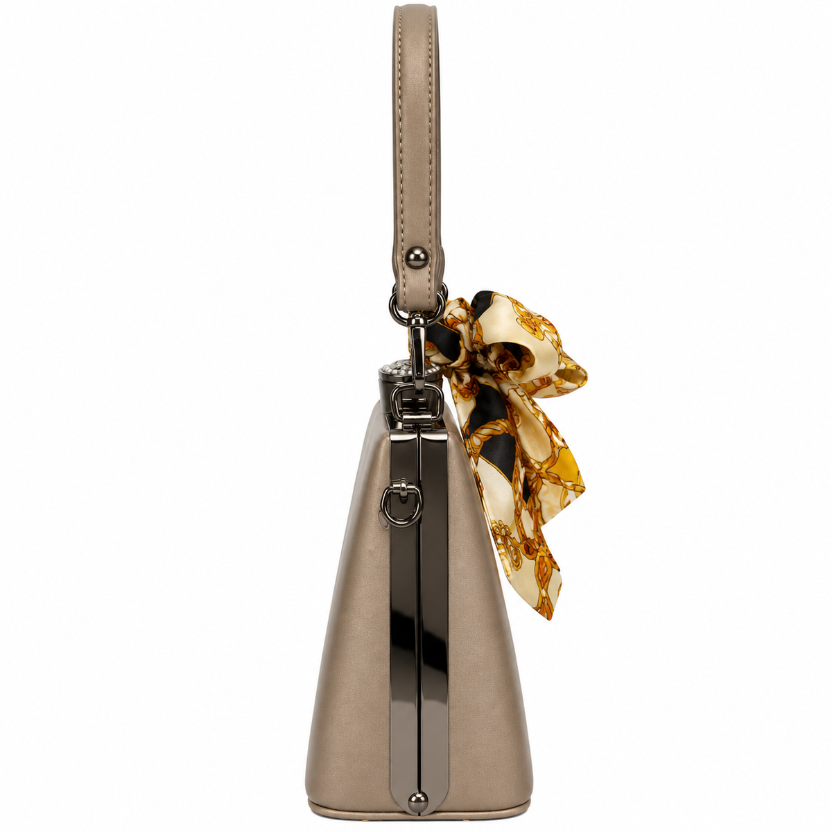Impassion Elegant Metallic Box Clutch Handbag With Scarf