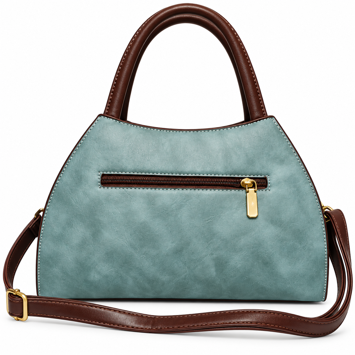 Teal Floral Embroidered 2-Zip Sling & Hand Bag for Women