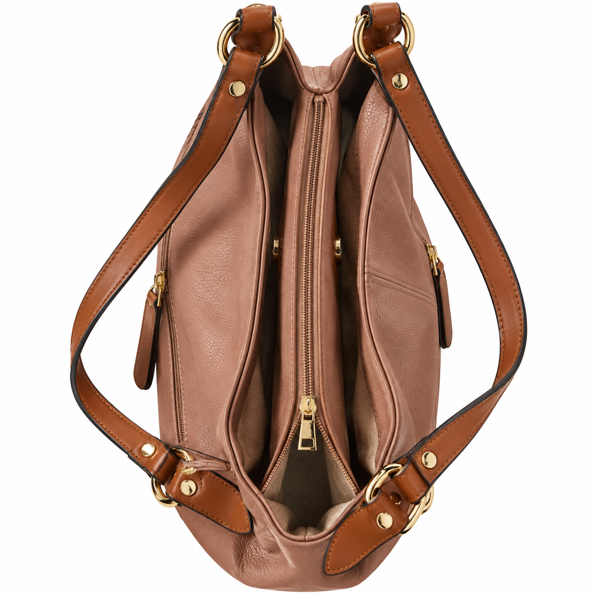 Soft Textured Hobo Shoulder Bag with Adjustable Strap – Dusty Rose