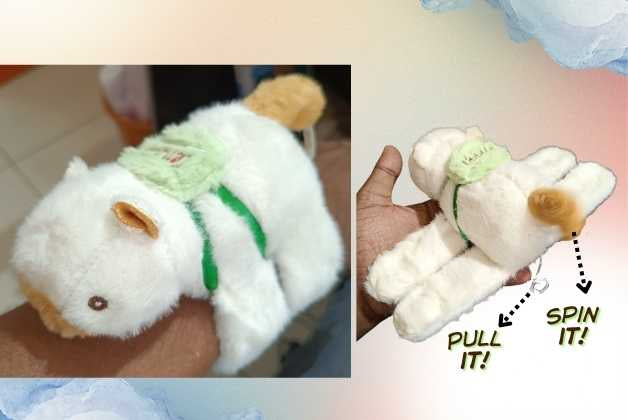 CAPYBARA SLAP BAND SOFT TOY (WHITE) WITH TAIL SPINNING FUNCTION | GIFT FOR BOY AND GIRL